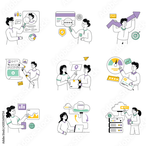 Loppy Line vector illustration set 11