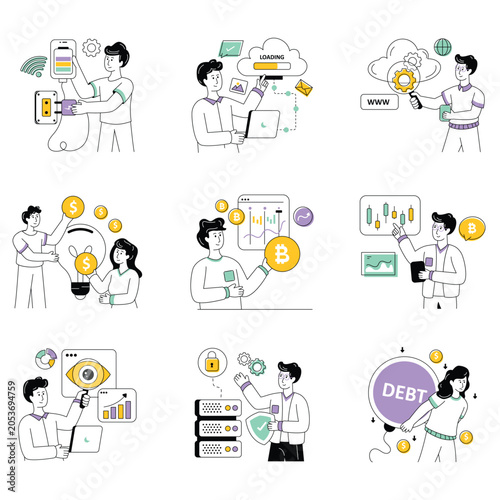 Loppy Line vector illustration set 10