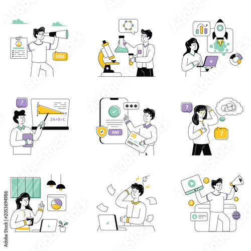 Loppy Line vector illustration set 03