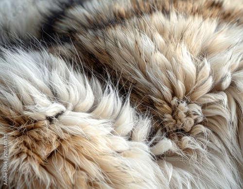 Close-up macro view of intricate animal fur texture with light and dark strands