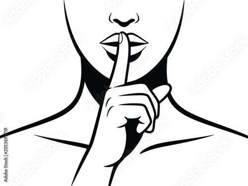 Photos Quiet please icon, finger on lips gesture for discretion secrecy communication e