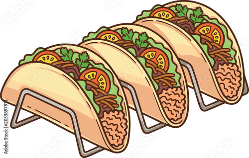 Mexican tacos vector cartoon illustration
