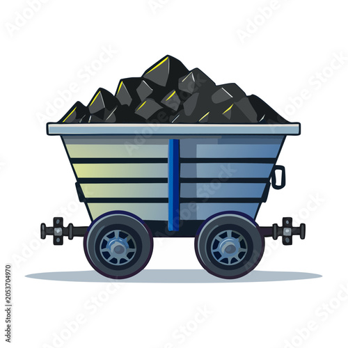 Cartoon coal in wheelbarrow