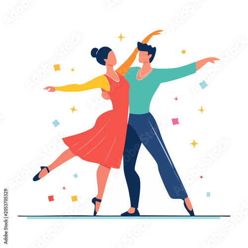 Dancing Couple Illustration in Flat Design