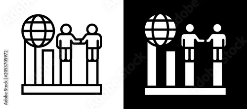 Foto Economic Diplomacy Icon Set In Black And White Filled Style Collection