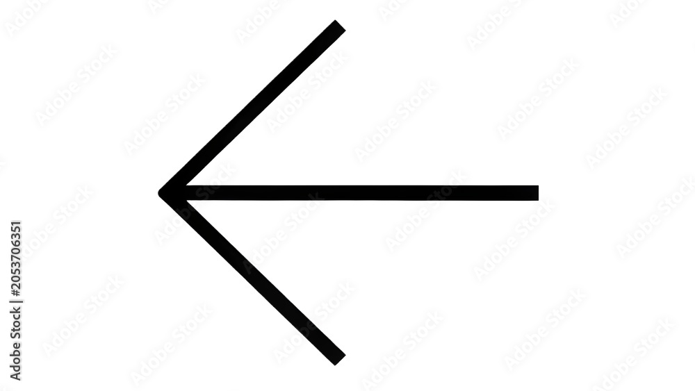Obraz premium Left Arrow with Stem Black Bold Left Arrow with Stem Isolated on White Background