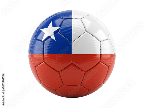 Soccer Ball with Chilean Flag Design Featuring Blue, White, and Red Colors and a White Star Featuring Sports, Football, National Team with Chile