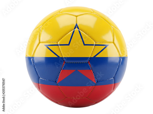 Soccer Ball with Yellow, Blue, and Red Colors Featuring a Star Design Featuring Sports, Football, Game with Competition and Match Elements for Team