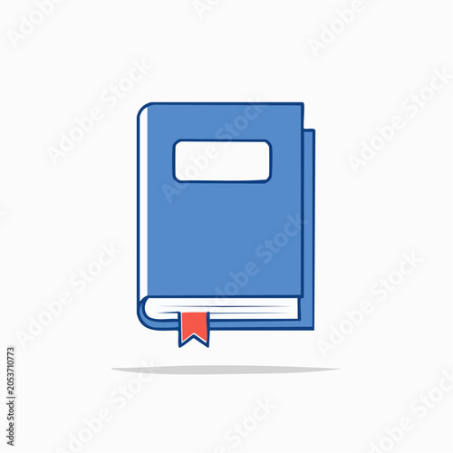 Blue Book Icon with Red Bookmark