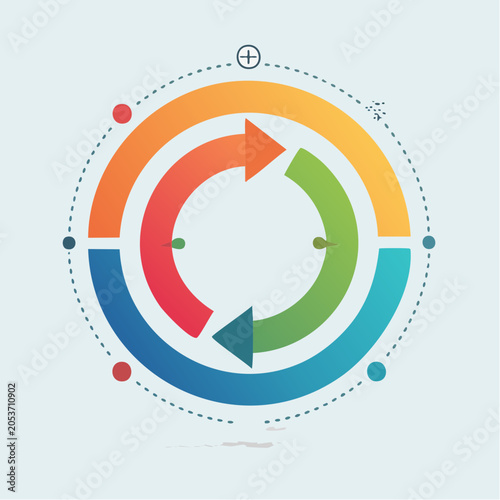 Circular Diagram with Arrows and Dots