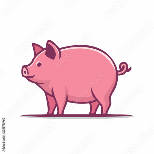 Cute Pink Pig Illustration