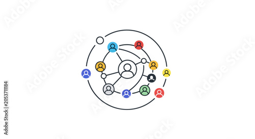 Φωτογραφία A minimalist graphic illustration showing a central network of connected people