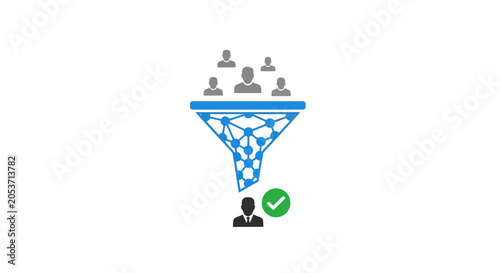 Quadro su tela A digital funnel icon representing the process of selecting a qualified candidat