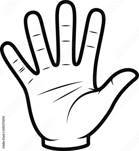 Cartoon hand gesture with five fingers
