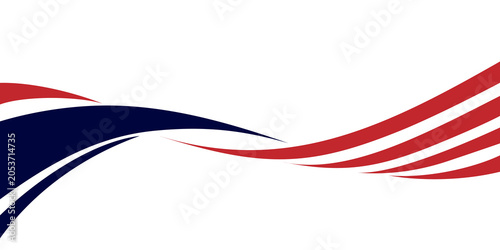 Obraz na płótnie Abstract swooping waves graphic design element with flowing red and deep blue color strokes on transparent background for creative