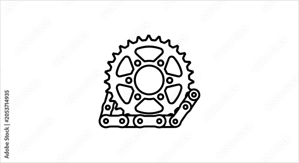 Fototapeta premium Motorcycle Chain and Sprocket Icon Illustration.