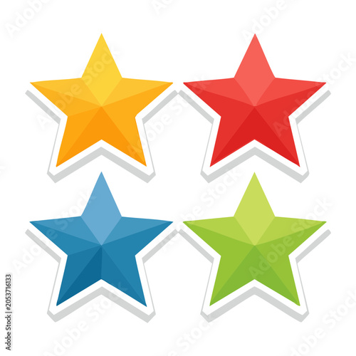 Four colorful stars icon set