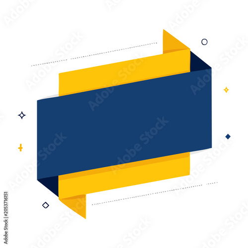 Minimalist blue and yellow ribbon illustration