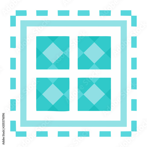 Minimalist geometric pattern with teal and cyan squares