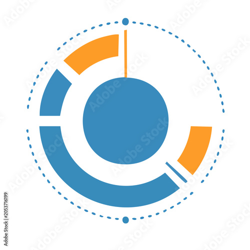 Minimalist circular design with blue and orange elements