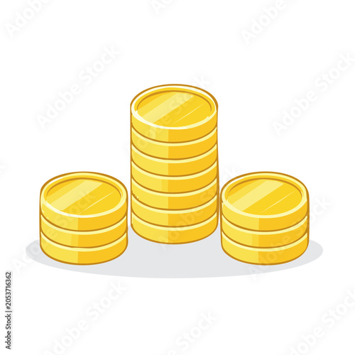 Three stacks of gold coins illustration