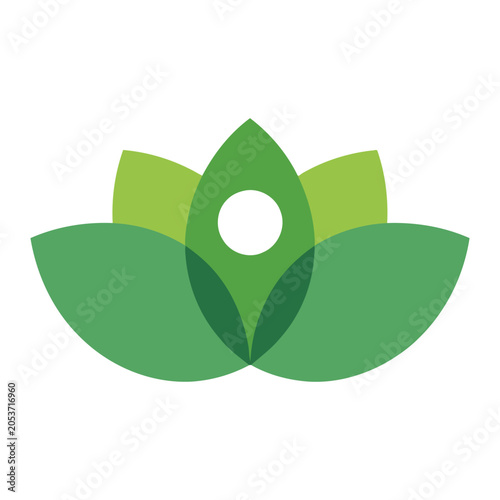 Flower with Overlapping Green Petals and a White Center Featuring Nature, Plant, Leaf with Organic and Design Elements for Abstract, Botanical