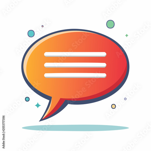 Speech Bubble Icon with Three Horizontal Lines