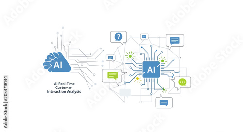 Fotografie A digital illustration showing automated data processing and communication syste