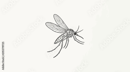Tableau sur toile Detailed Mosquito Illustration, Insect Drawing, Vector Art, Minimalist Design