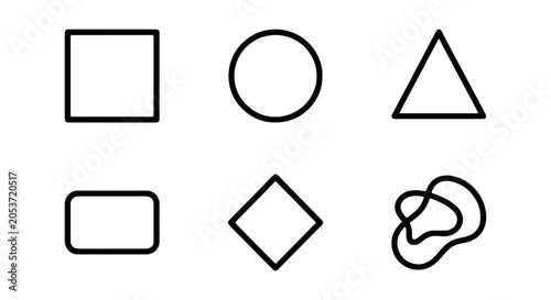 Bild auf Leinwand Geometric Shapes Vector Set, Basic Forms Collection, Simple Icons, Minimalist De