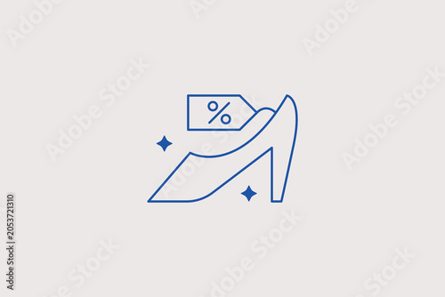 Tableau sur toile High heel woman shoe with discount tag line icon for footwear boutique, fashion shop, shoe store