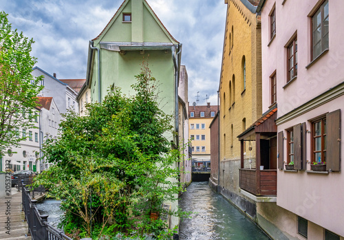 Zusammenfluss von Hinterem und Mittlerem Lech, Augsburg, Schwaben, Bayern, Deutschland
