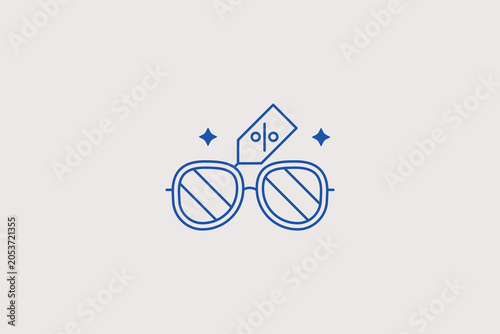 Billede på lærred Sunglasses with price tag discount line icon for optic shop, fashion boutique, beachwear store