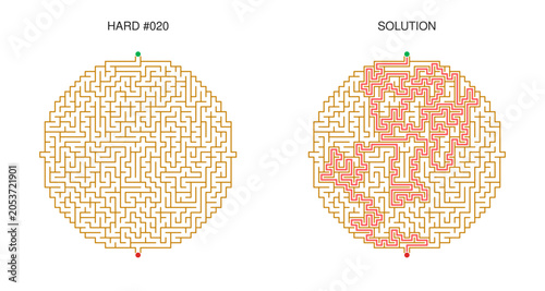 Bilde på lerret Circular Maze Puzzle Collection with Solutions