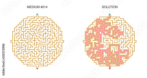 Fotografía Circular Maze Puzzle Collection with Solutions