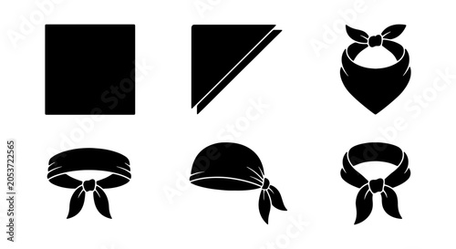 Foto Bandana Styles Vector Set: Square, Folded, Tied Neckwear Icons
