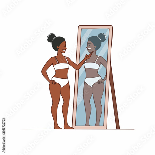 Woman admiring her reflection in a mirror