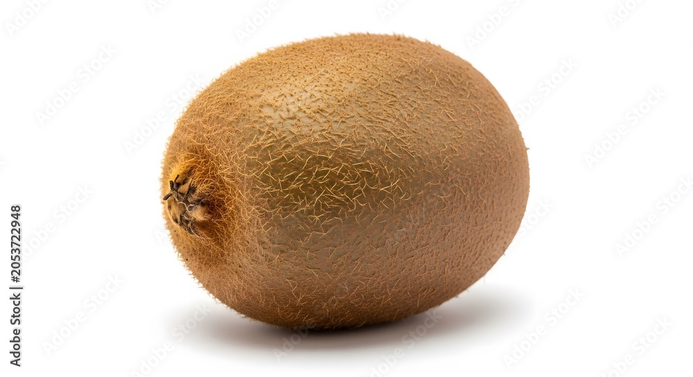 Fototapeta premium A single whole kiwi fruit isolated on a white background.