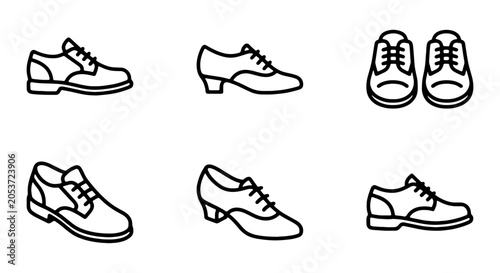 Quadro su tela Classic Oxford Shoes, Brogues, and Heels Vector Icons Set: Footwear Collection