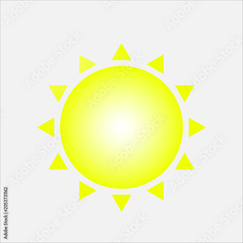 Bright sun icon. Vector illustration.