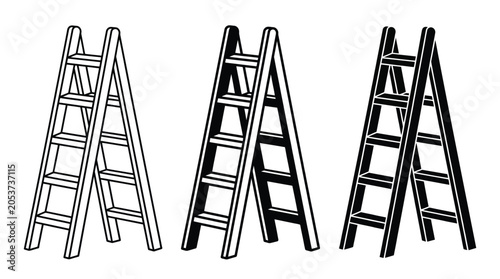 Obraz na płótnie Step Ladder Icons – Outline, Medium, Solid Styles