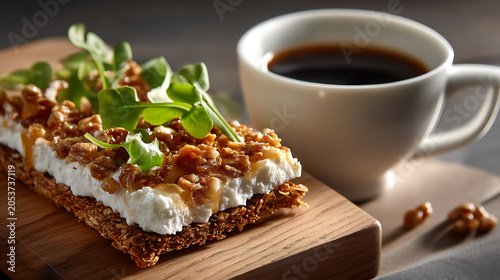 Breakfast, The crispness of cottage cheese toast, natural light