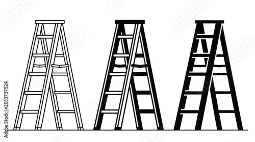 Foto Step Ladder Icons – Outline, Medium, Solid Styles