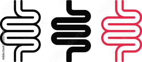 Fotografija Flat design intestines icon set with healthy and inflamed versions