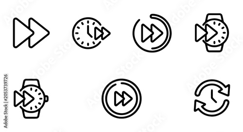 Fast Forward Icons, Play Button Symbols, Media Controls, Time and Speed Graphics