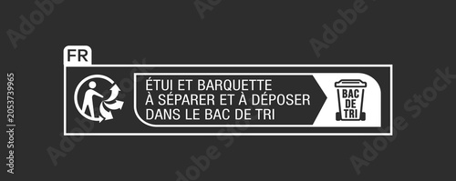 ÉTUI ET BARQUETTE À SÉPARER ET À DÉPOSER DANS LE BAC DE TRI SVG VECTOR