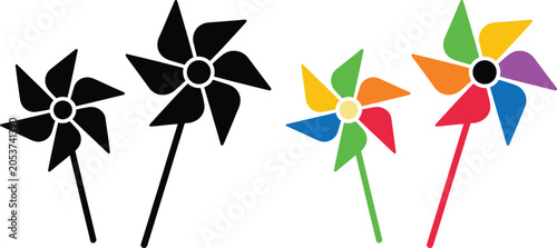 Fotografie Colorful pinwheel set with black and white design