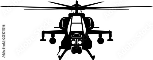 Black helicopter silhouette, military aircraft icon, vector helicopter, aviation symbol
