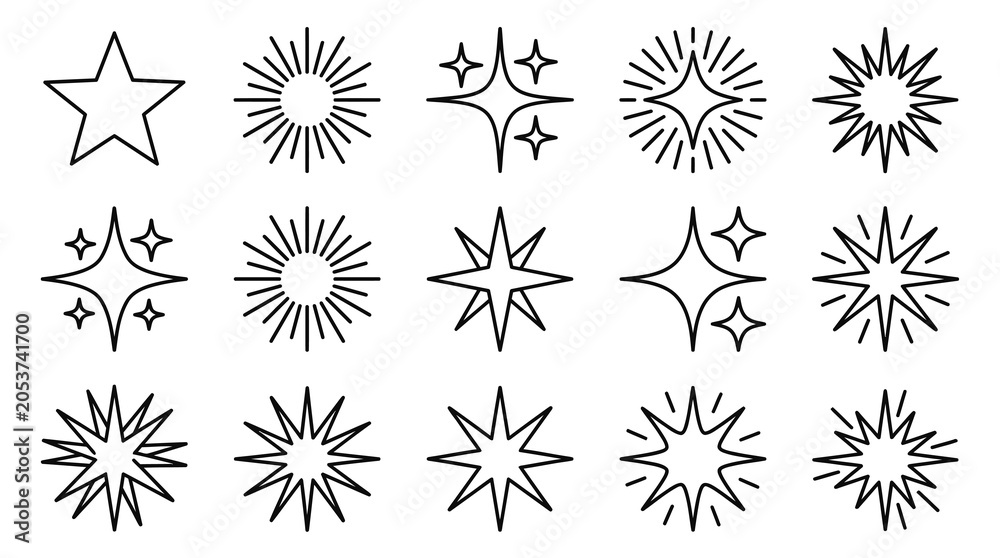 Obraz premium Collection of various starburst shapes and designs.