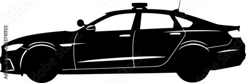 Police Car Silhouette, Black Police Vehicle Icon, Law Enforcement Vector, Emergency Services Symbol